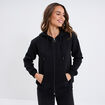 Sweat zippé à capuche molleton noir femme