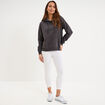Sweat hoodie molleton &agrave; capuche gris fonc&eacute; femme