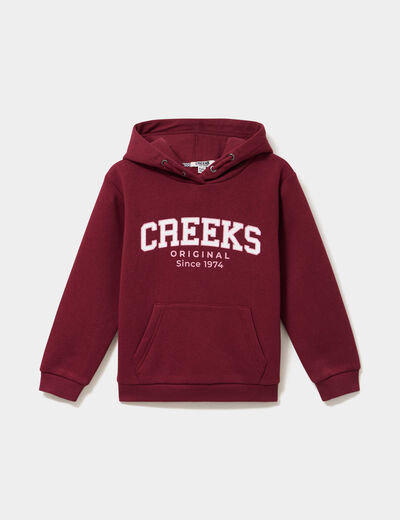 Sweat &agrave; capuche hoodie &agrave; logo bordeaux fille