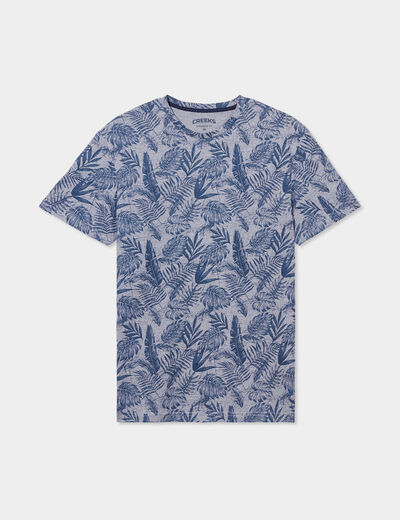 T-shirt manches courtes col rond bleu marine homme