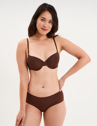 Shorty microfibre sans coutures marron femme