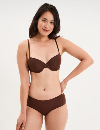 Shorty microfibre sans coutures marron femme