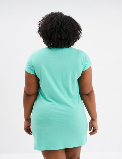 Chemise de nuit courte bleu turquoise femme grande taille