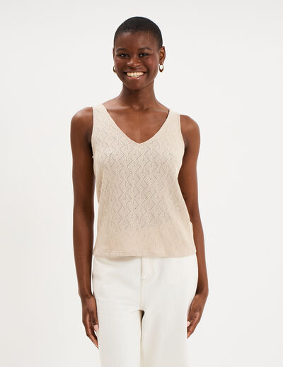 D&eacute;bardeur d&eacute;tails ajour&eacute;s beige femme