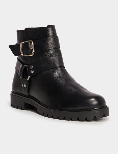 Bottines en cuir zippée Liberto noir femme
