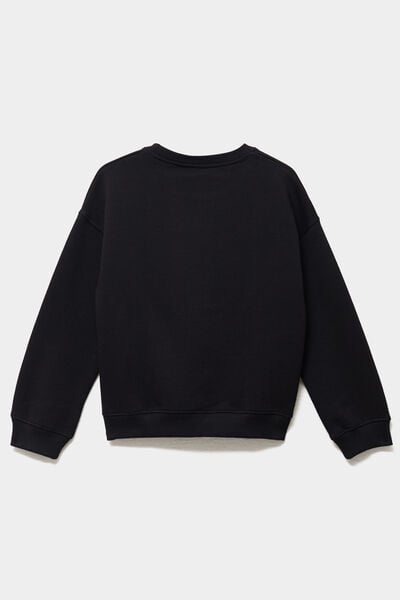 Sweat oversize manches longues Stitch noir fille