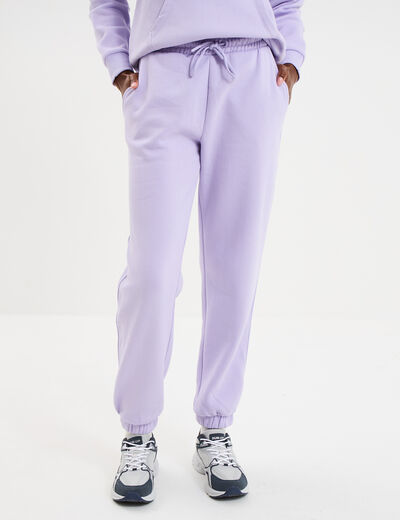 Pantalon jogging droit molleton parme femme