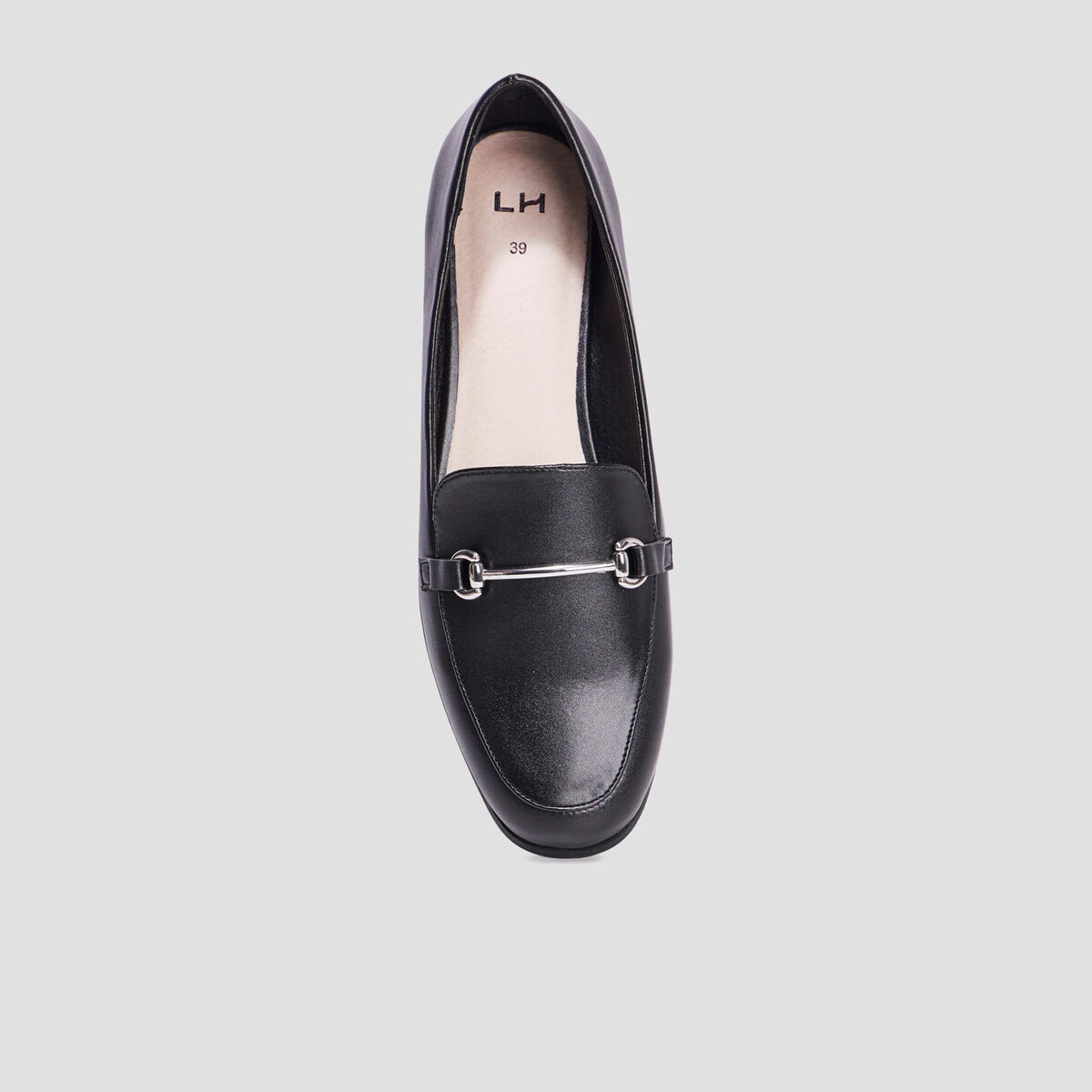 Mocassins plats avec boucles noir femme