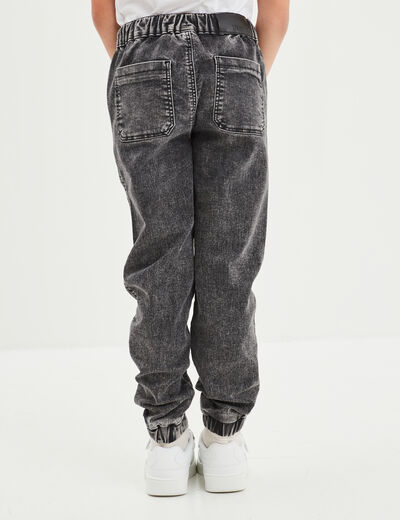 Jeans straight à coulisse gris garçon