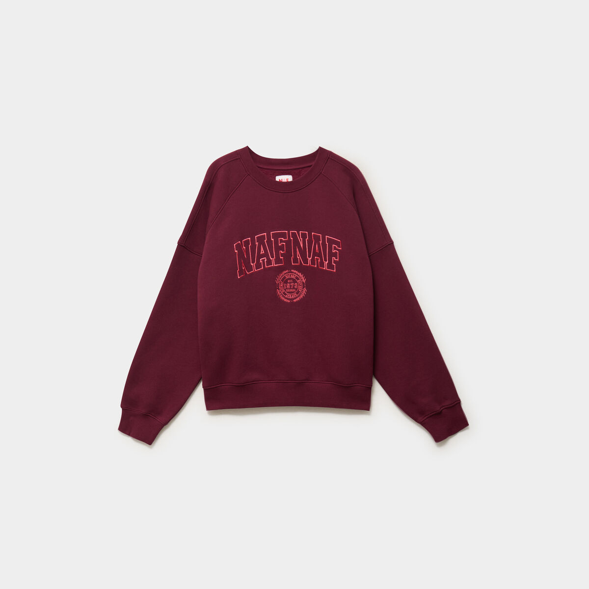 Sweat oversize logo NAF NAF brod&eacute; bordeaux femme