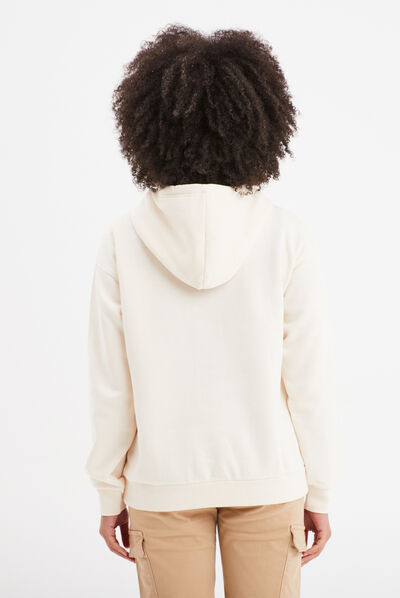 Sweat molleton à capuche hoodie sable femme