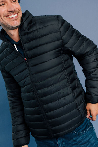 Doudoune droite légère col montant noir homme