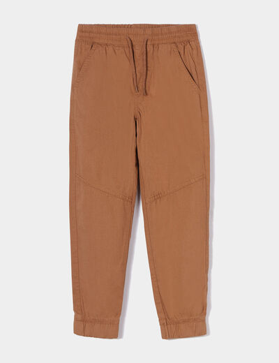 Pantalon jogger regular coton marron garçon