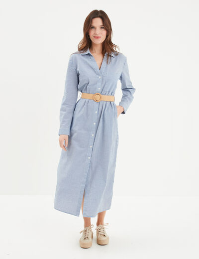 Robe chemise midi ceinturée Creeks blanc femme