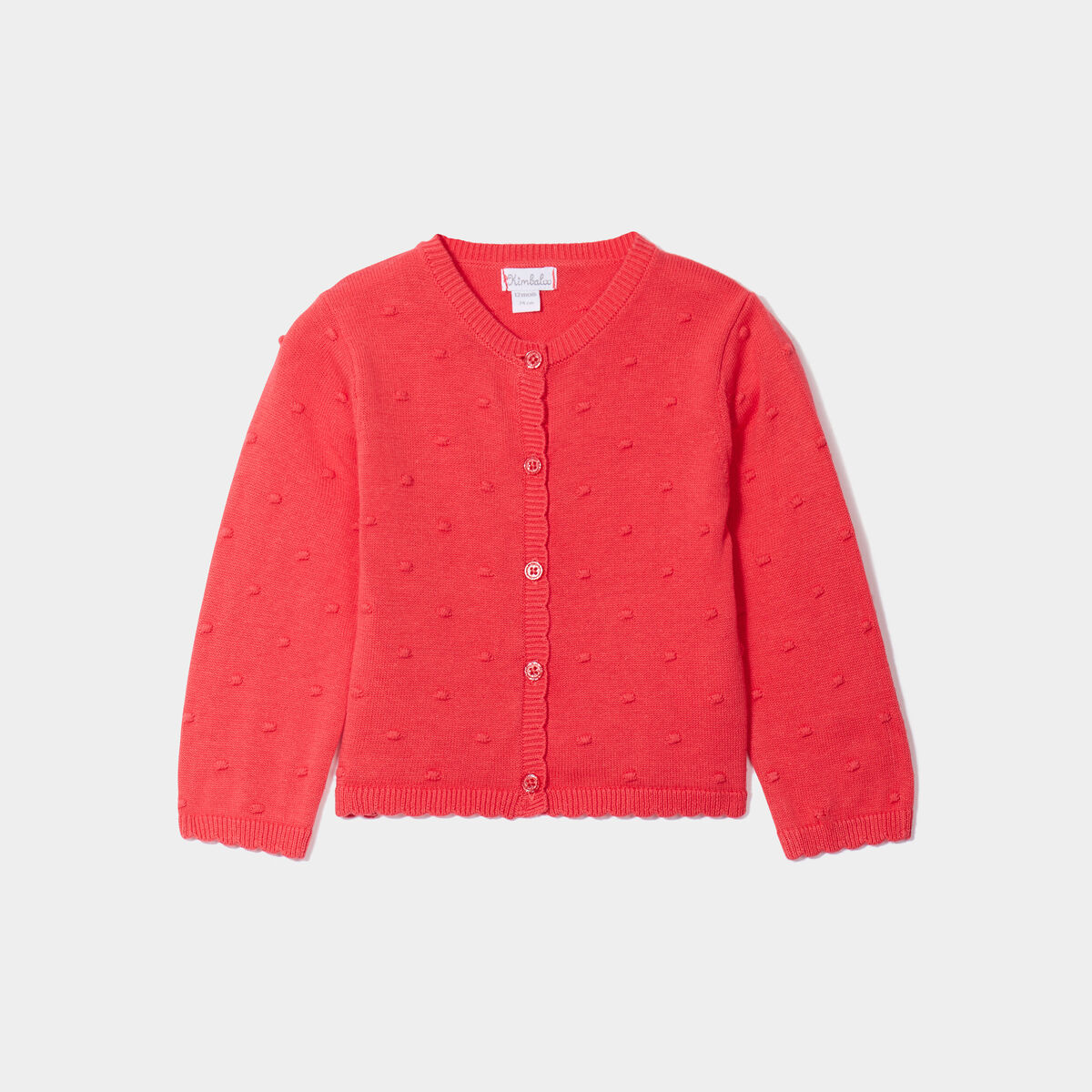 Gilet coton boutonné à bord festonné rose corail bébé fille