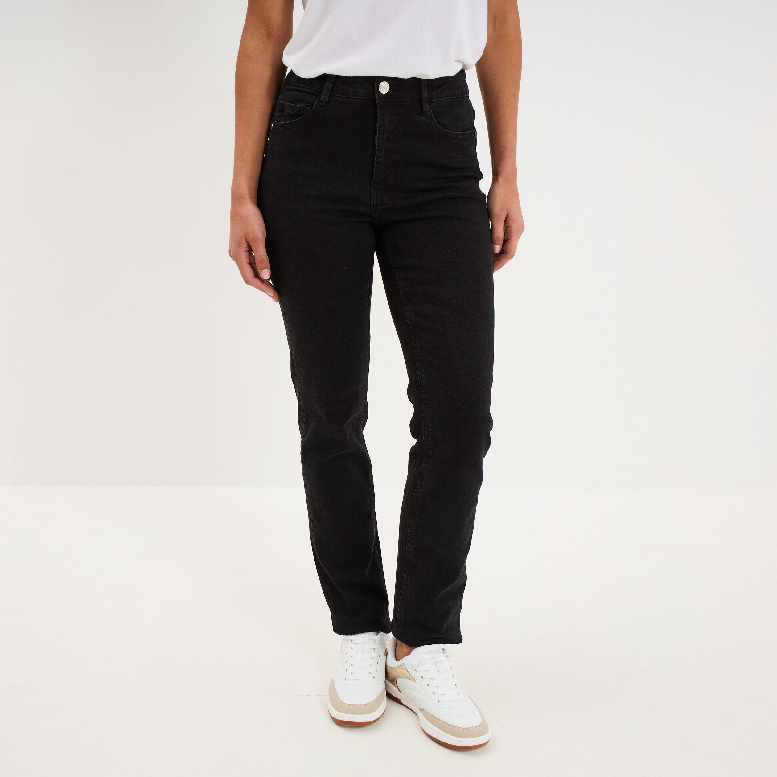 Jeans regular 5 poches coton denim noir femme CREEKS