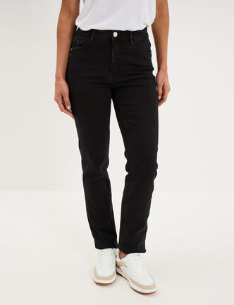 Jeans regular 5 poches coton denim noir femme