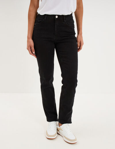 Jeans regular 5 poches coton denim noir femme