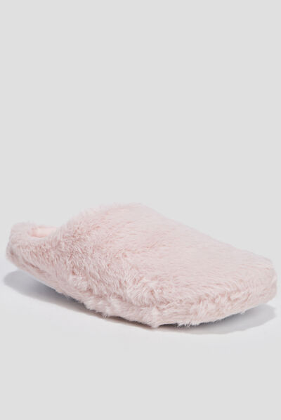 Chaussons mules rose femme