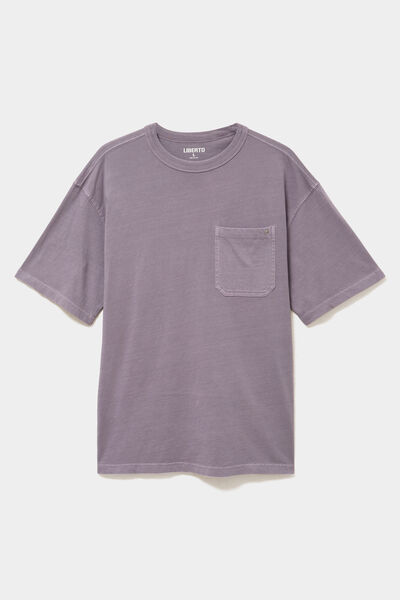 T-shirt 1 poche manches courtes coton violet homme