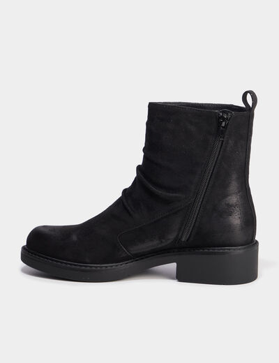 Boots effet su&eacute;dine noir femme