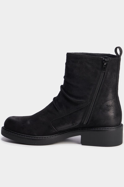 Boots effet su&eacute;dine noir femme