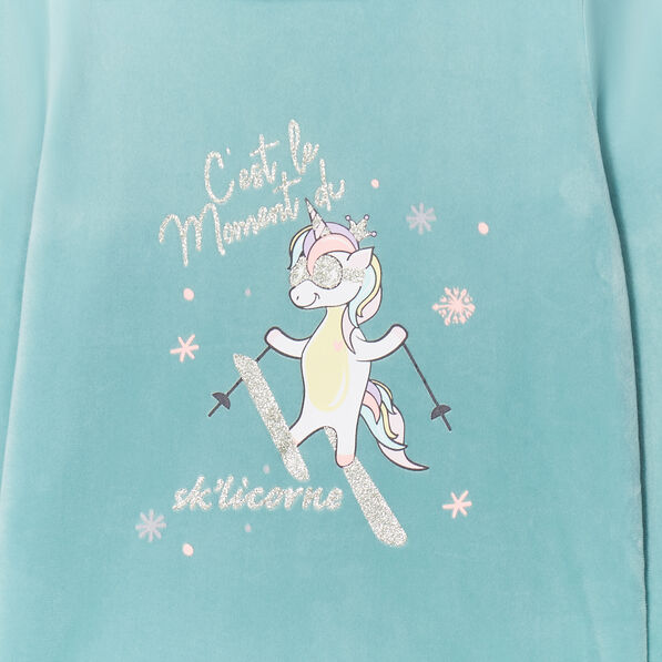 ensemble pyjama legging effet velours vert clair fille Ensemble pyjama legging effet velours vert clair fille