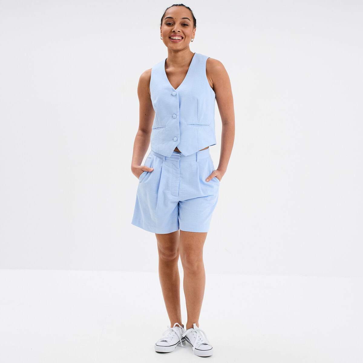 Veston sans manches bleu ciel femme