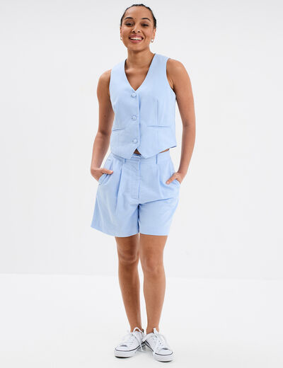 Veston sans manches bleu ciel femme