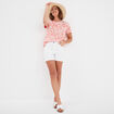 Short en jean slim coton stretch blanc femme