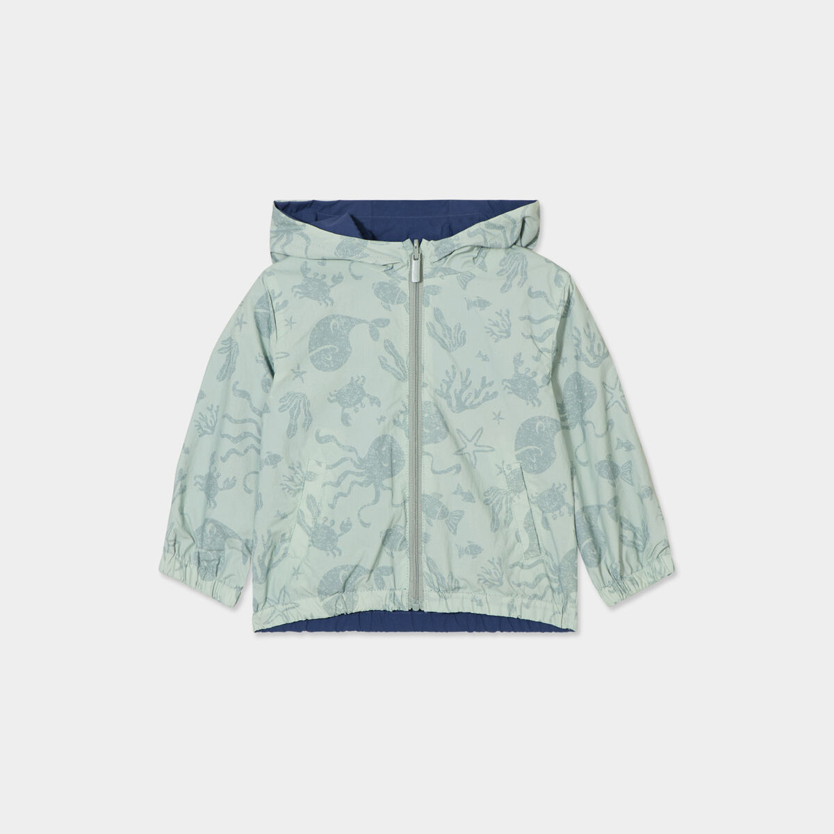 Blouson imperm&eacute;able r&eacute;versible vert pastel b&eacute;b&eacute; gar&ccedil;on