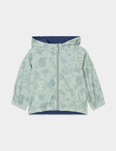 Blouson imperméable réversible vert pastel bébé garçon