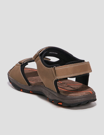 Sandales à scratchs beige homme