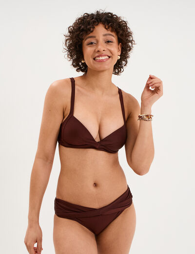 Haut de maillot de bain embo&icirc;tant padd&eacute; marron femme