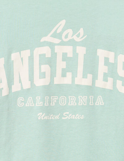 T-shirt col rond manches longues coton vert pastel fille