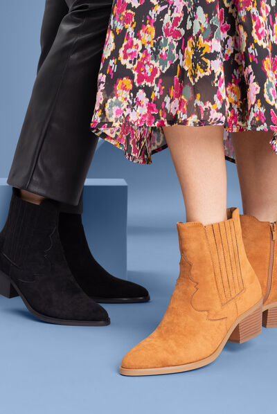 Bottines suédines à talons noir femme
