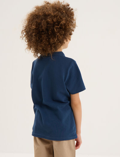 Polo manches courtes &agrave; d&eacute;tail brod&eacute; bleu marine gar&ccedil;on