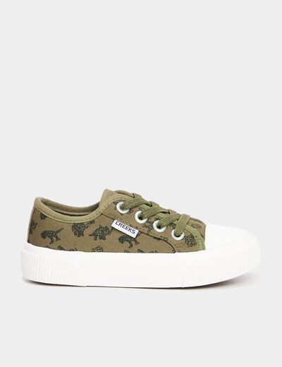 Tennis basses en toile vert kaki garçon