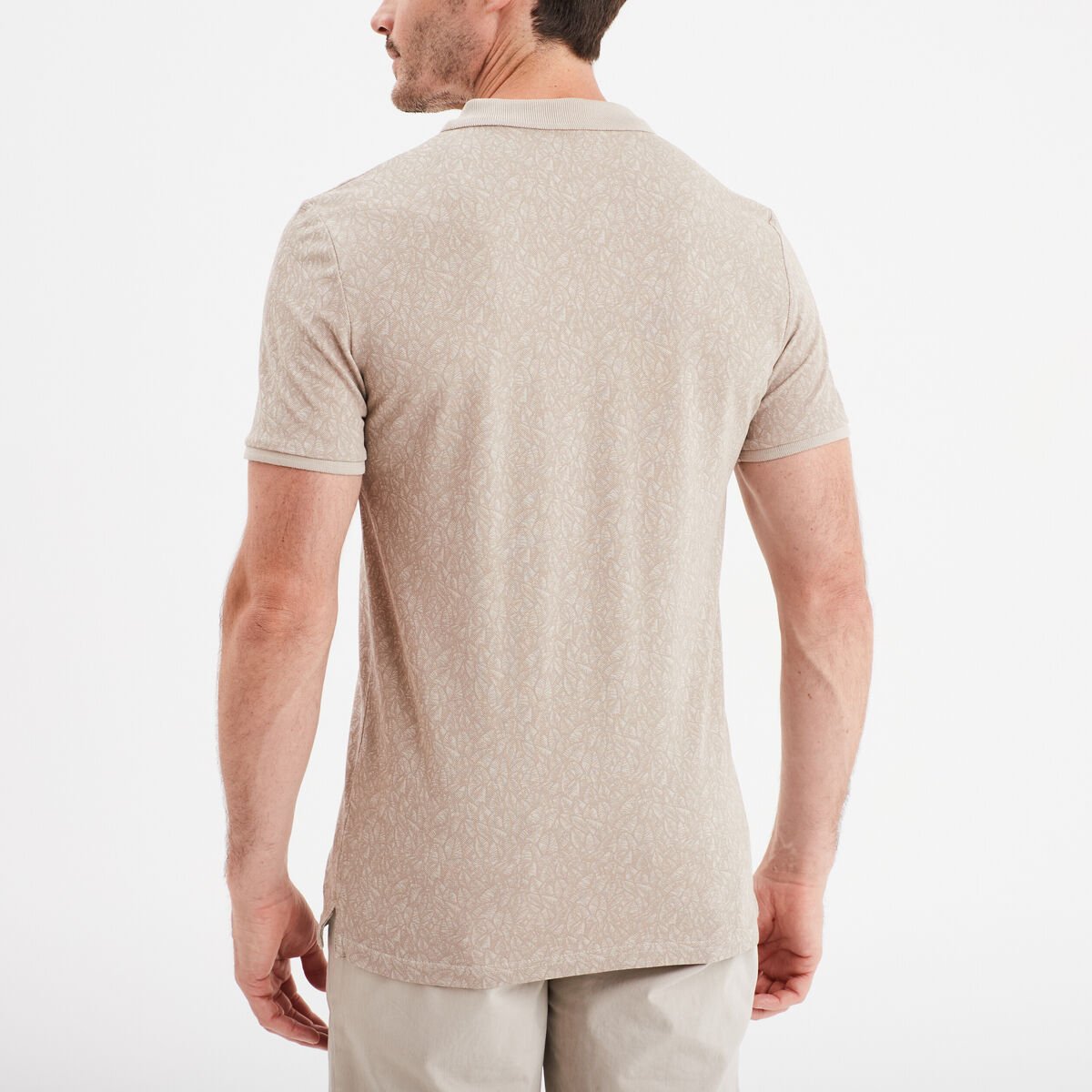 Polo droit manches courtes coton beige homme