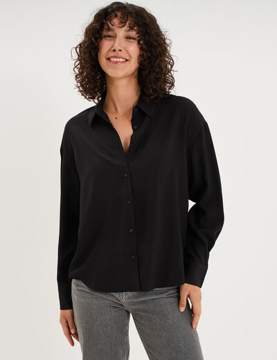 Chemise fluide manches longues noir femme
