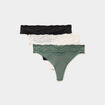 Lot 3 strings en coton vert femme