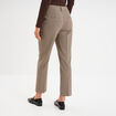 Pantalon droit taille haute à pinces marron femme