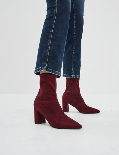 Bottines à talons bouts pointus rouge femme