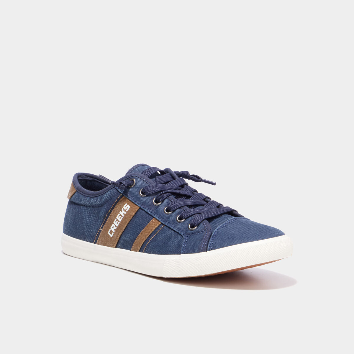 Tennis basses en toile effet denim bleu marine homme