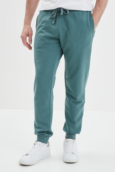 Jogging droit molleton vert foncé homme