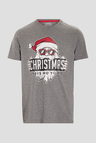 T-shirt de Noël manches courtes gris homme