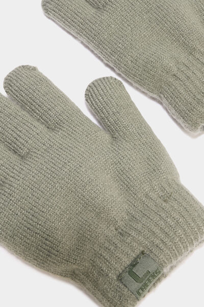 Gants doubl&eacute;s vert kaki mixte