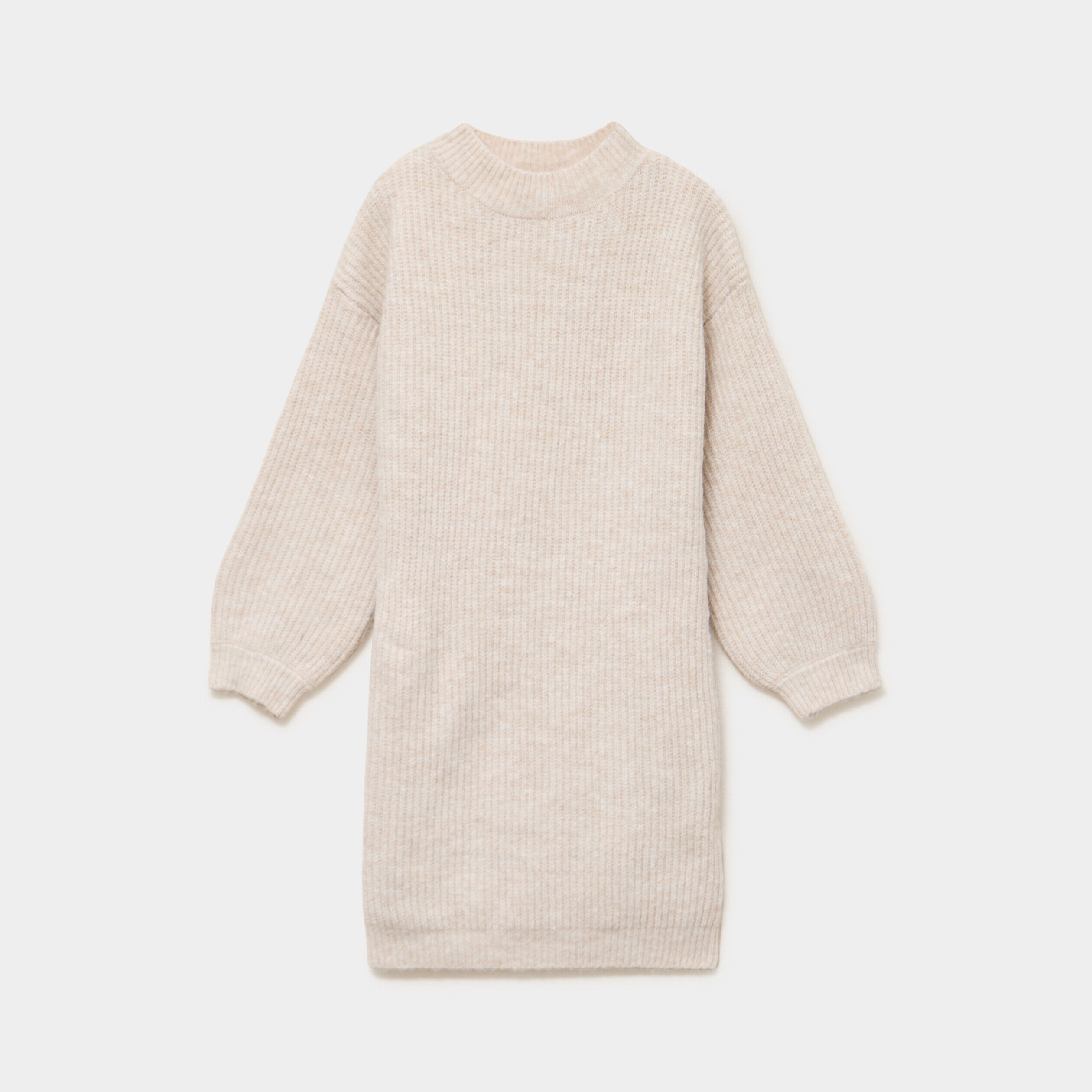 Robe tricot col montant manches longues ivoire fille LH
