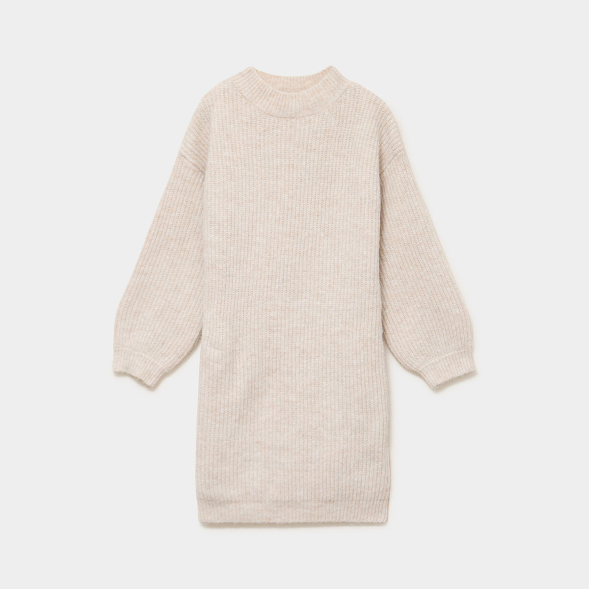 Robe tricot col montant manches longues ivoire fille