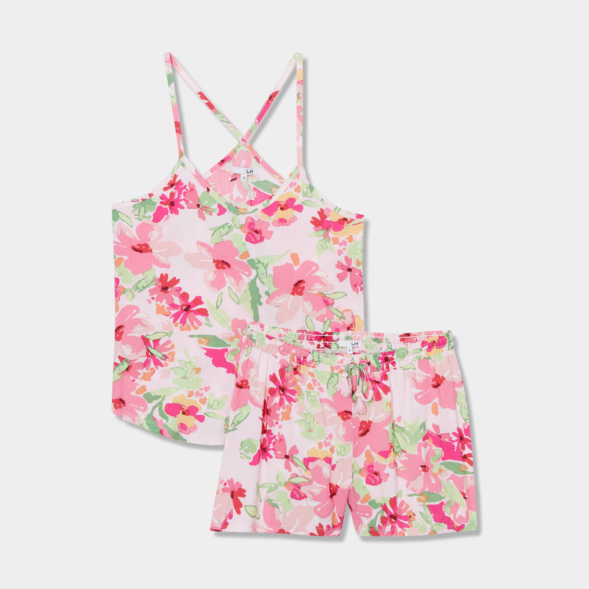 Ensemble pyjama short 2 pièces rose femme